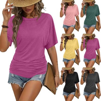 Damesblouse met korte mouwen en ronde hals, casual top