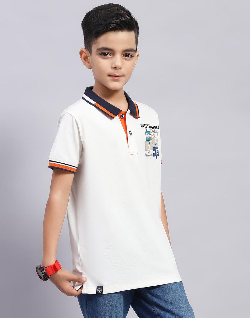 MONTE CARLO Boy Regular Fit White Tshirt