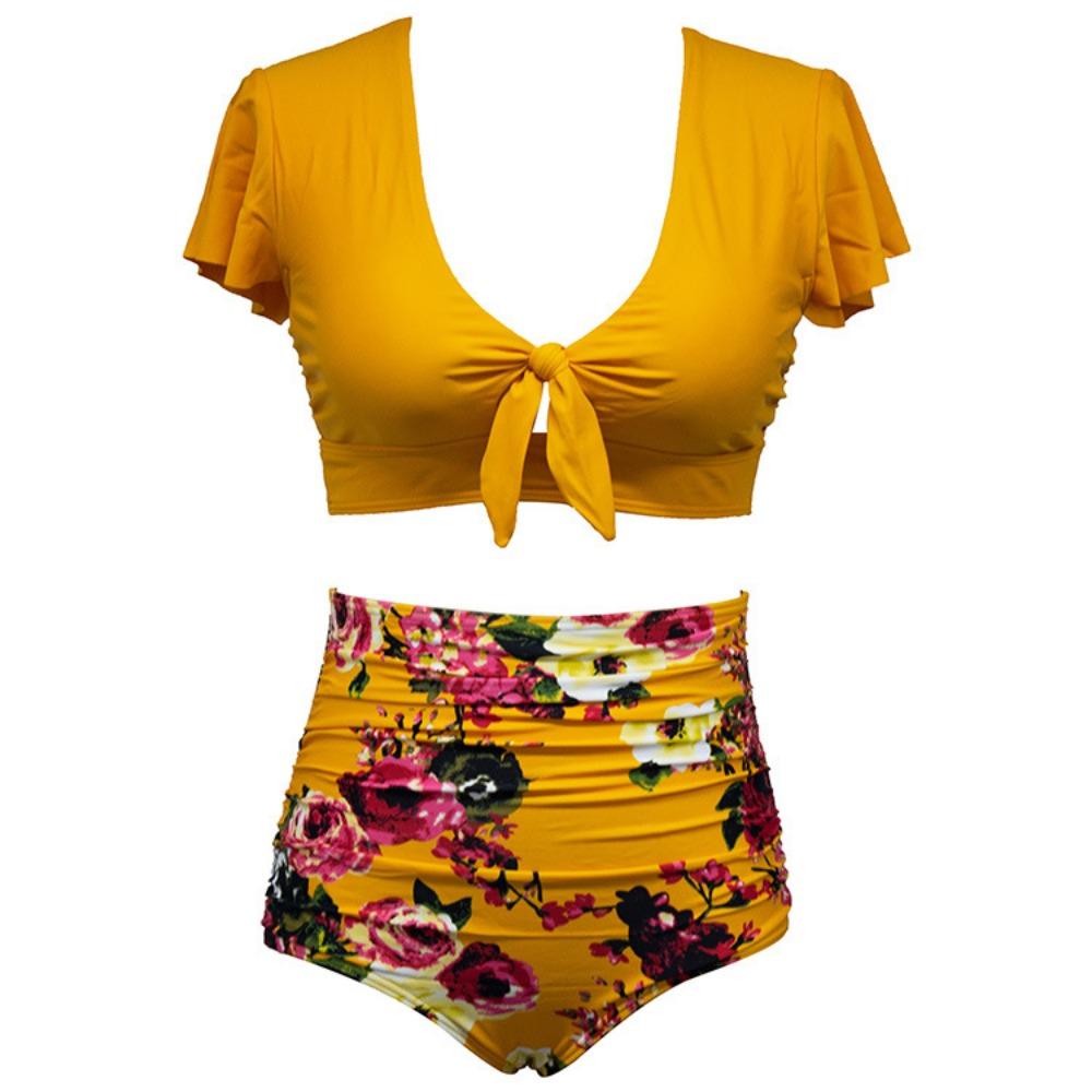 High Waist Bikini European and American Plus Fat Plus Size Swimsuit Women's Split Swimwear