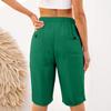 Women's Casual Fashion -Color Elastic Waistband Pocketed Wide-Leg Straight-Cut Shorts