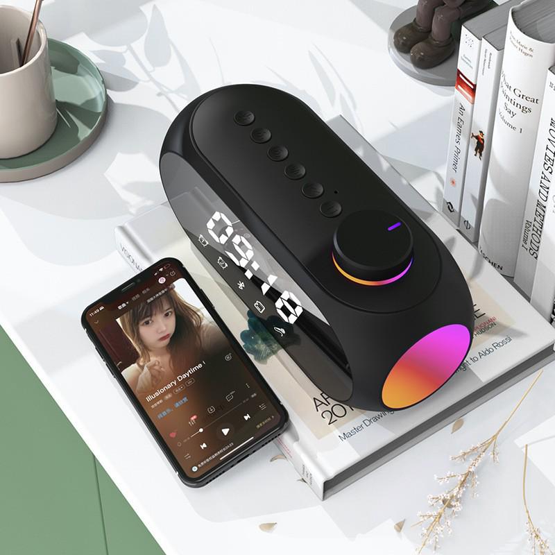 S18 Bluetooth Mini Speaker with Night Light, Subwoofer, Alarm Clock, and Desktop Functionality