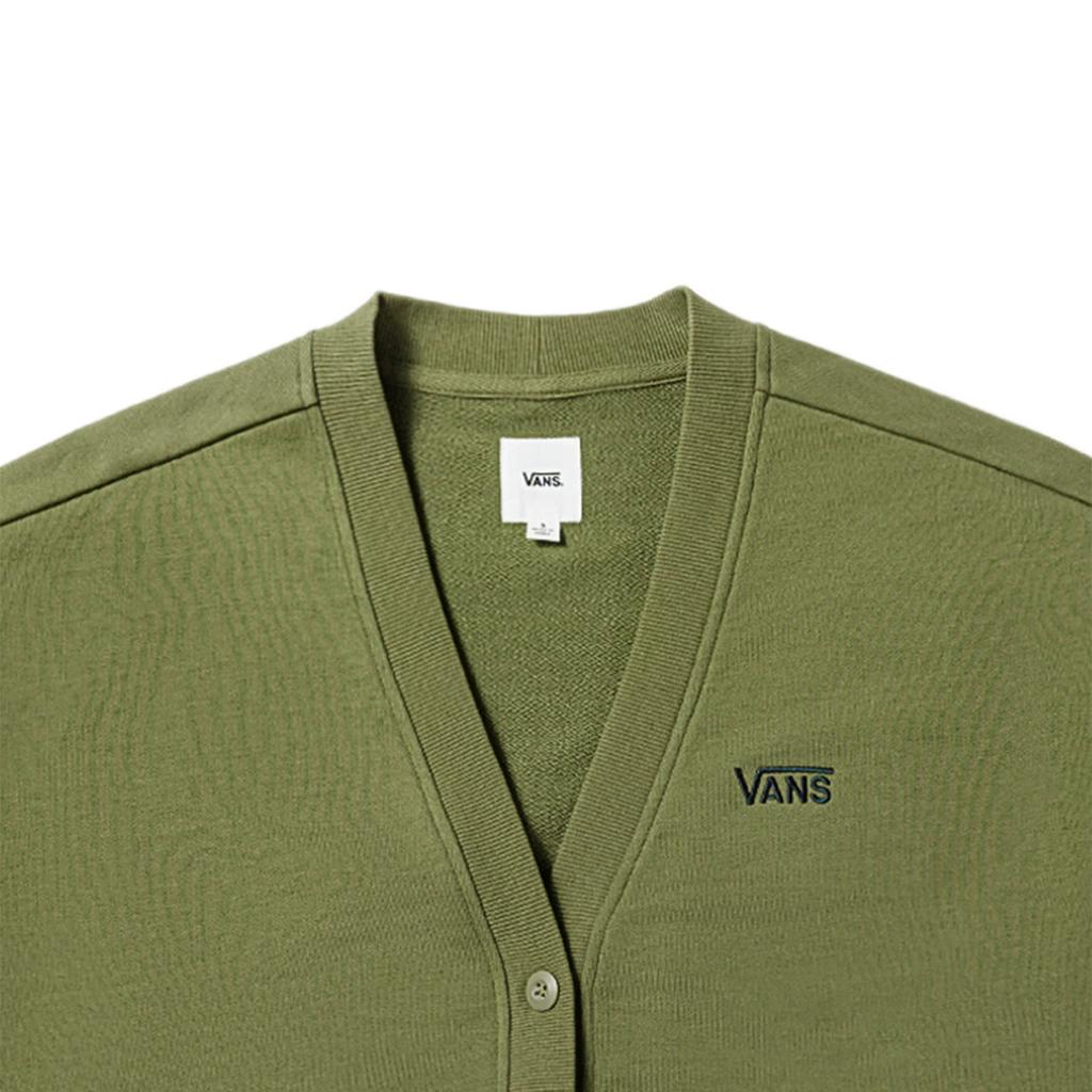 Vans Solid Color V-Neck Single-Breasted Cardigan Women Tops Green VN000BYTC89