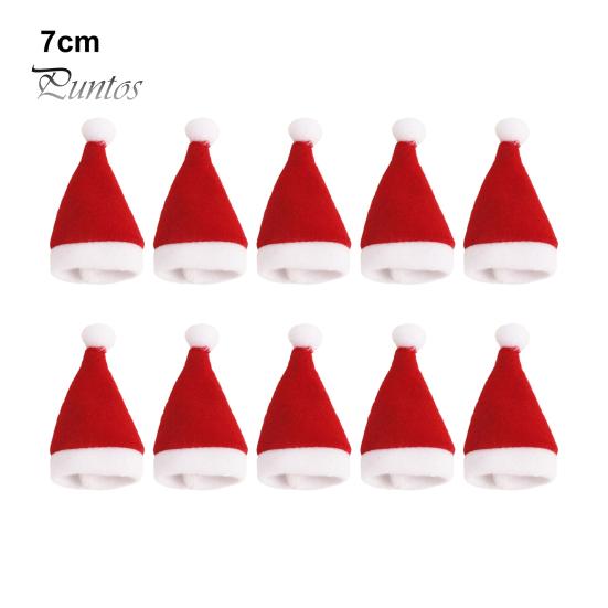 

10 шт. Мини-колпаки Санты, чехлы для бутылок вина, плюшевые рождественские держатели для столовых приборов, бархатные колпачки для леденцов, украшения для рождественской вечеринки XS