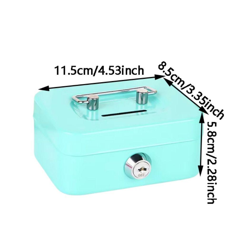 Creative Mini Lockable Cash Box Metal Sturdy Construction Money Safe Case with Handle Portable Lock Box for Adults