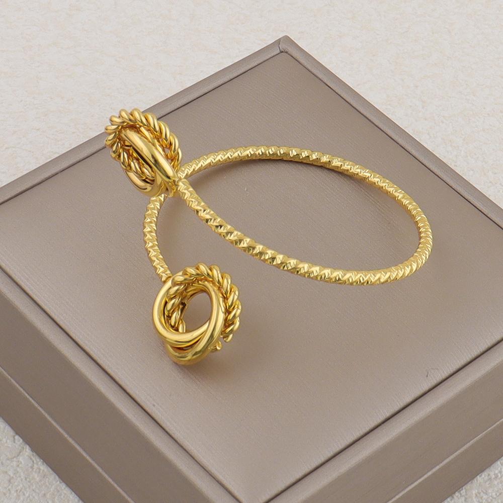 New Fashion Stainless Steel Gold Color Interlocking Circles Roman Numbers Jewelry Sets Women 4pcs Waterproof Jewelry Set Gift