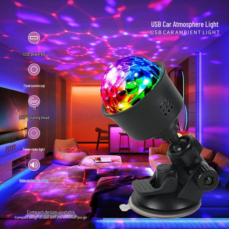 Sound-Activated Seven-Color LED Rotating Crystal Stage Light for Disco, KTV, and Bars