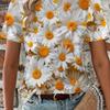 Summer Women's 3D Printed Crew Neck T-Shirt Fashion Versatile Breathable Trend Casual