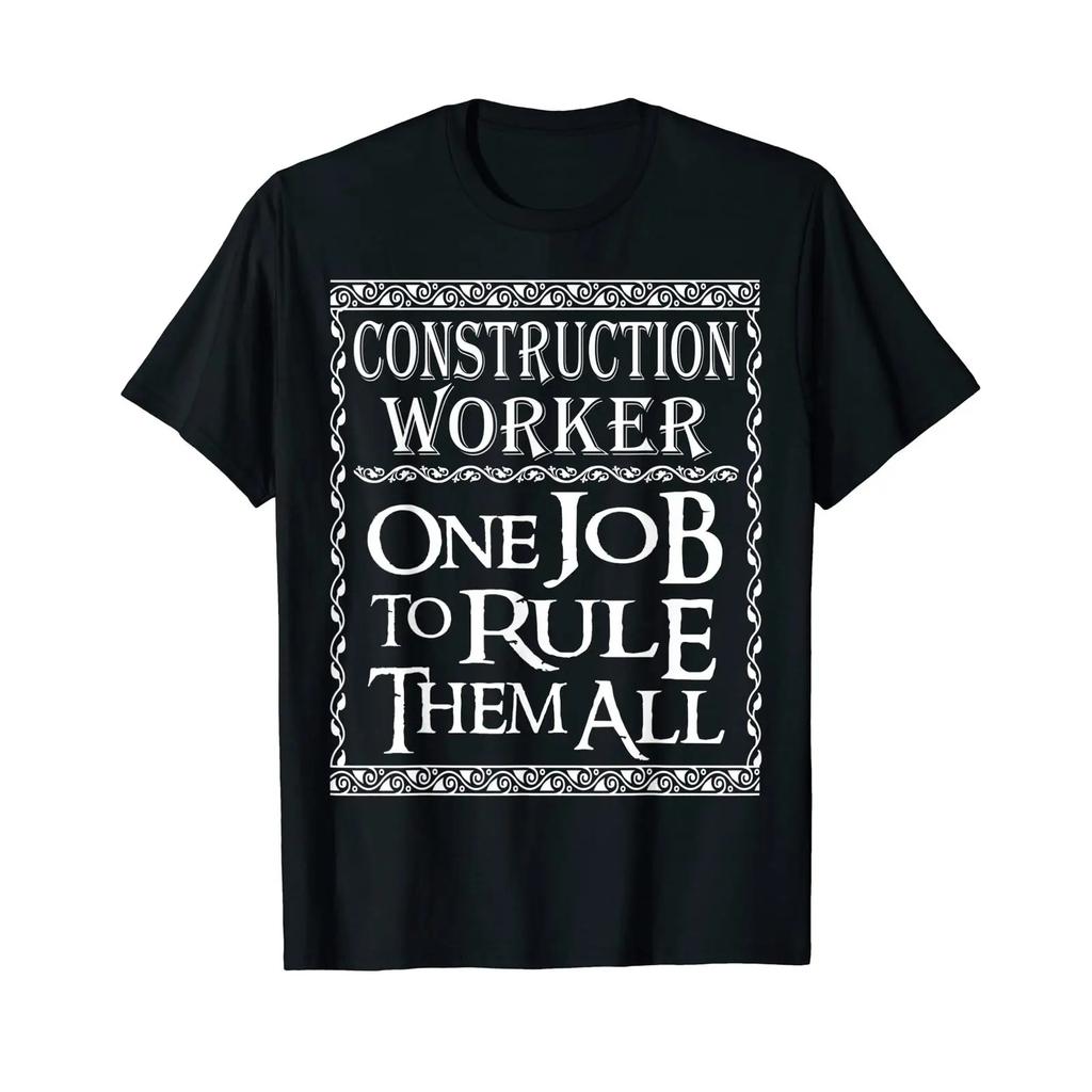 Construction Worker One Job To Rule Crew Geschenk T Shirt Vintage Unisex Stretched Top For Everyday Wear Slightly