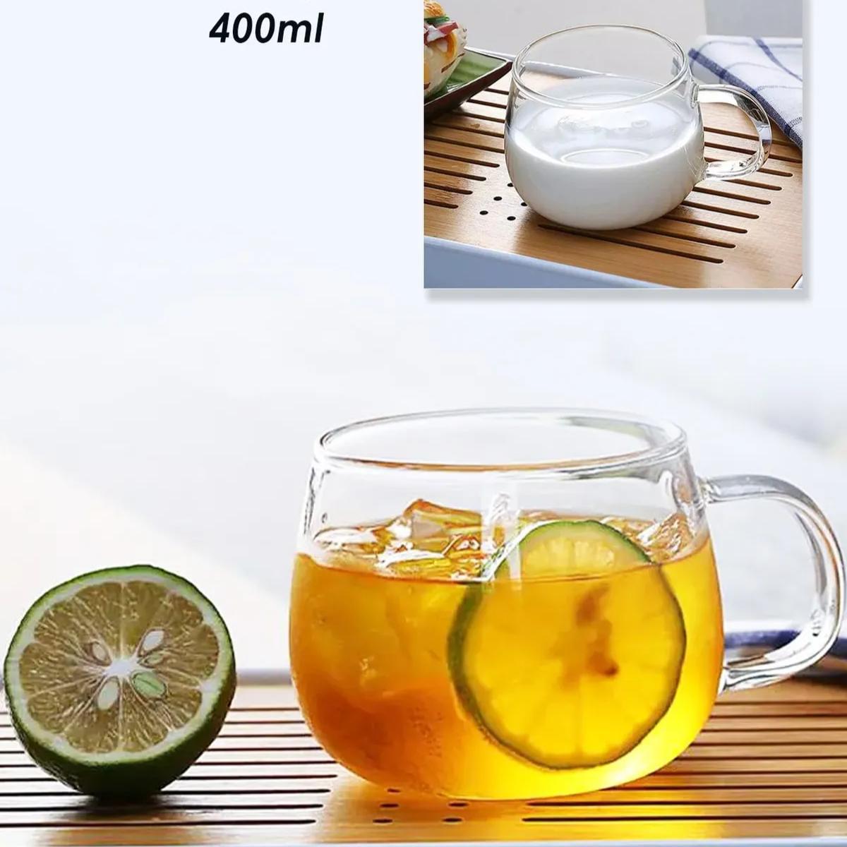 

Термостойкая боросиликатная круглая кружка с ручкой, стеклянная чашка, презентационная чашка для кофе, 400 мл — 1 шт.