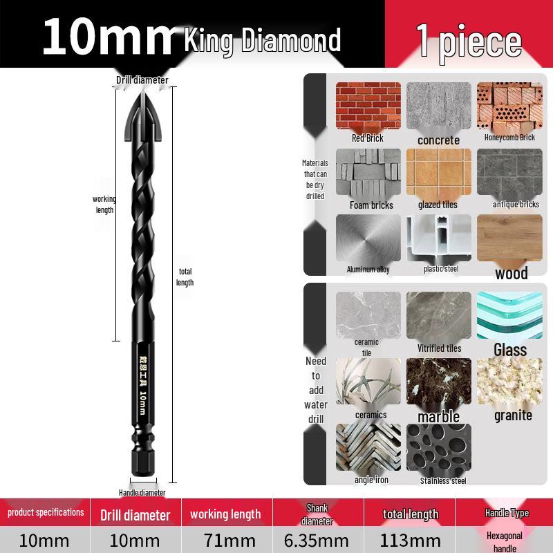 6mm Concrete & Glass Tungsten Steel Quad-Edge Tile Drill