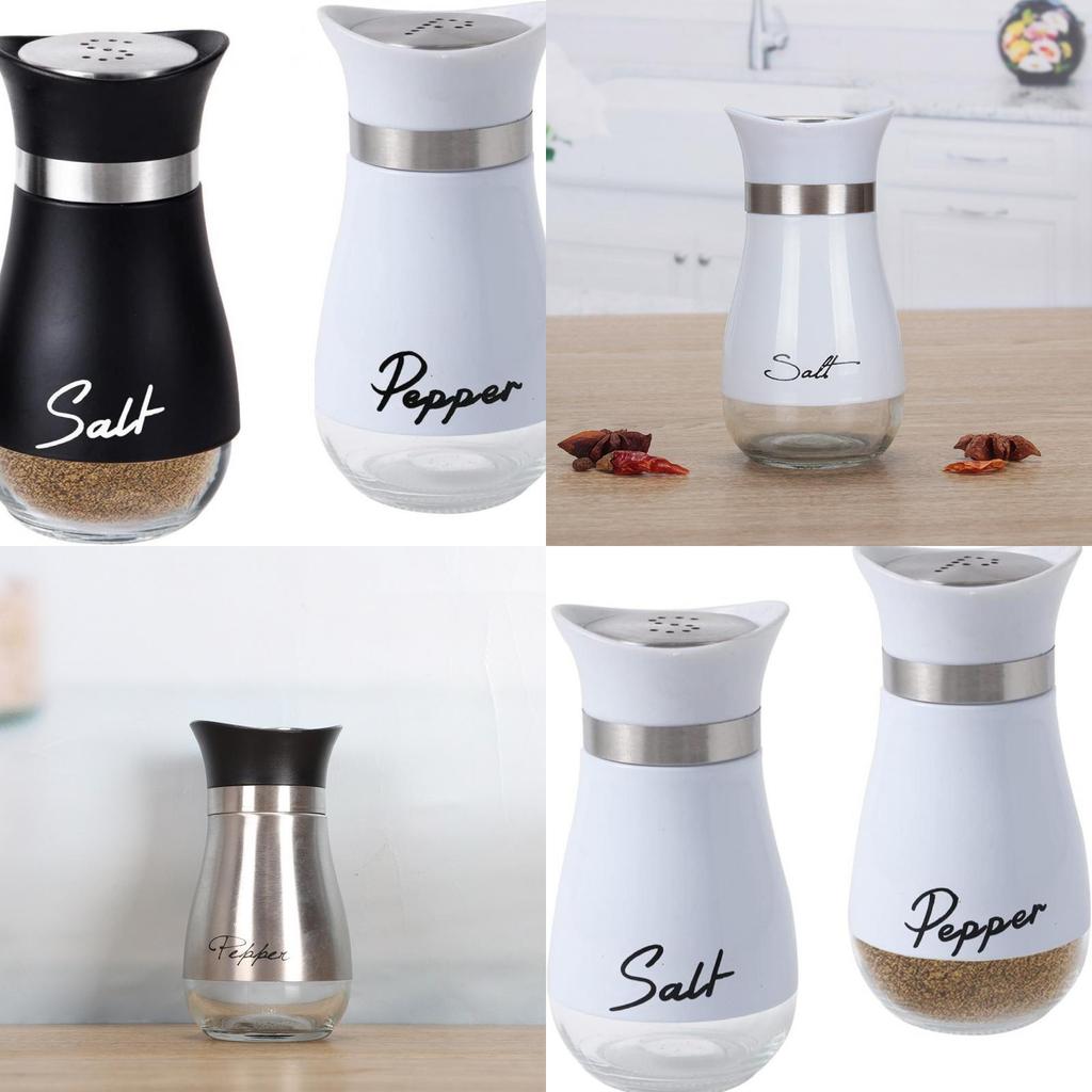 Stainless Steel Spice Jar Set With Adjustable Salt And Pepper Shakers For Kitchen Storage