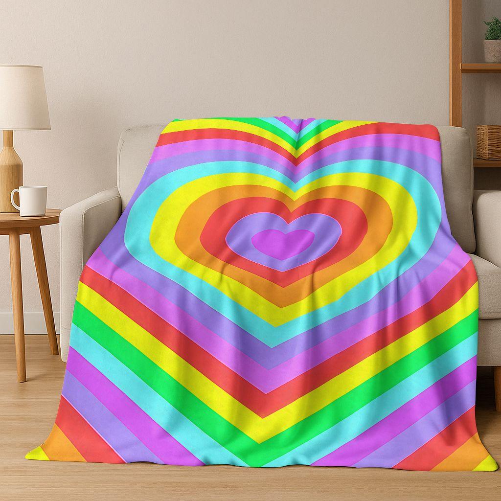Colorful Rainbow Clouds Dream Sky Cartoon Flannel Blanket,Cozy Soft Throw Blanket for Home Bedroom Bed Sofa Picnic Cover Kids