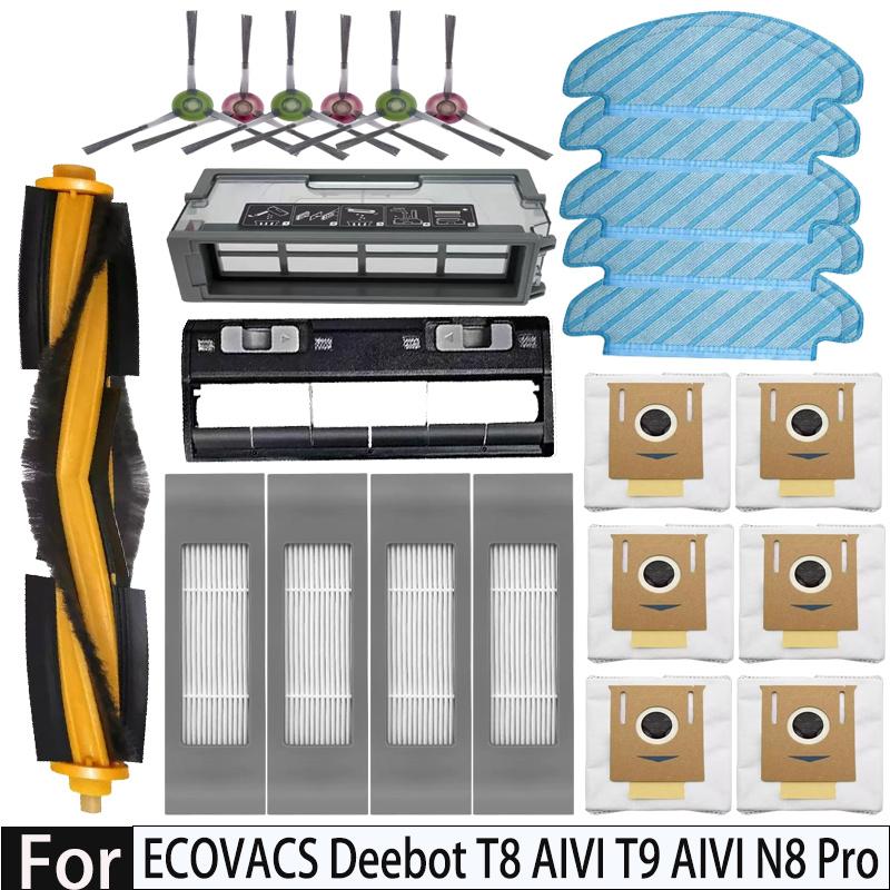For ECOVACS Deebot T8 AIVI T9 AIVI N8 Pro AIVI N9 N10 N10 Plus Accessories Main Brush, Side Brush, Filter, Dust bag,Hepa Filter