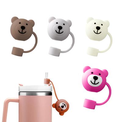 Stroh Abdeckung Cartoon Bär-förmigen Silikon Stroh Deckel Wiederverwendbare Staub-proof Stroh Stecker für Home Party Dekoration