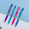 Penna cancellabile Mo Mo Le attivata a pressione, colore Inchiostro Orchidea, 0,5 mm, Blu Cristallo con Nero Carbone, Retrattile per Studenti.