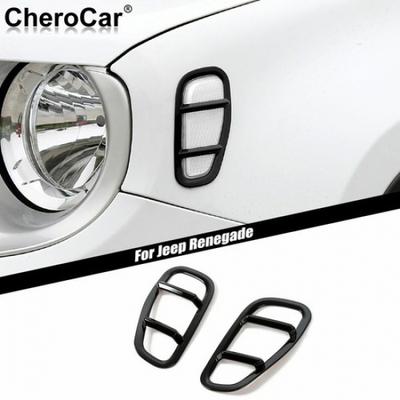 2pcs Front Fender Light Cover Gurad Trim Frame for 2015- Jeep Renegade Black