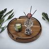 Wooden Serving Tray with Handles, Rustic Brown Color Decorative Farmhouse Wood Tray for Kitchen, Coffee Table, and Food Serving