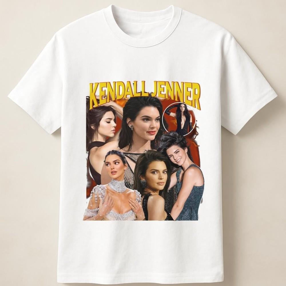 Кендалл Дженнер Мульти Фото Ретро Образ для Фанатов Моды Унисекс Футболка Унисекс Футболка M