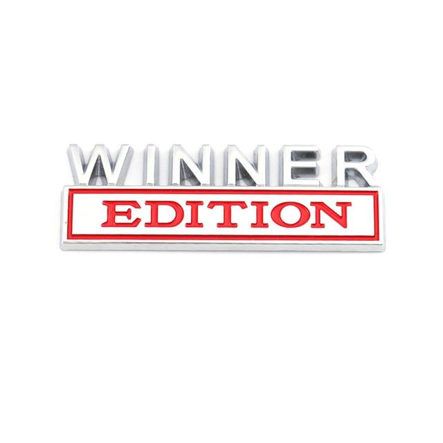 1Pc 3D Metal Winner Edition Logo Car Front Grille Badge Side Fender Rear Trunk Emblem Sticker Decal