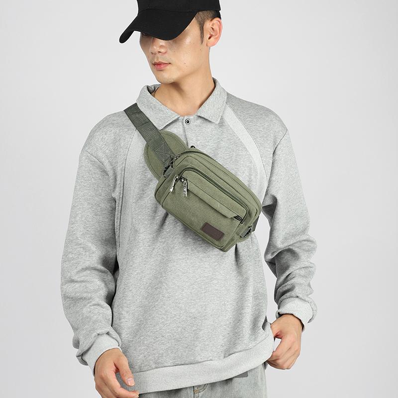 Bolsa de Cintura em Lona Esportes ao Ar Livre Multifuncional Bolsa de Cintura Masculina Durável Portátil Porta-Celular