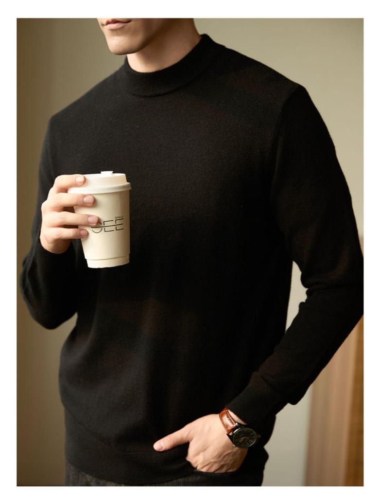 Men's Round Neck Knit Sweater: High-End Autumn Winter Style