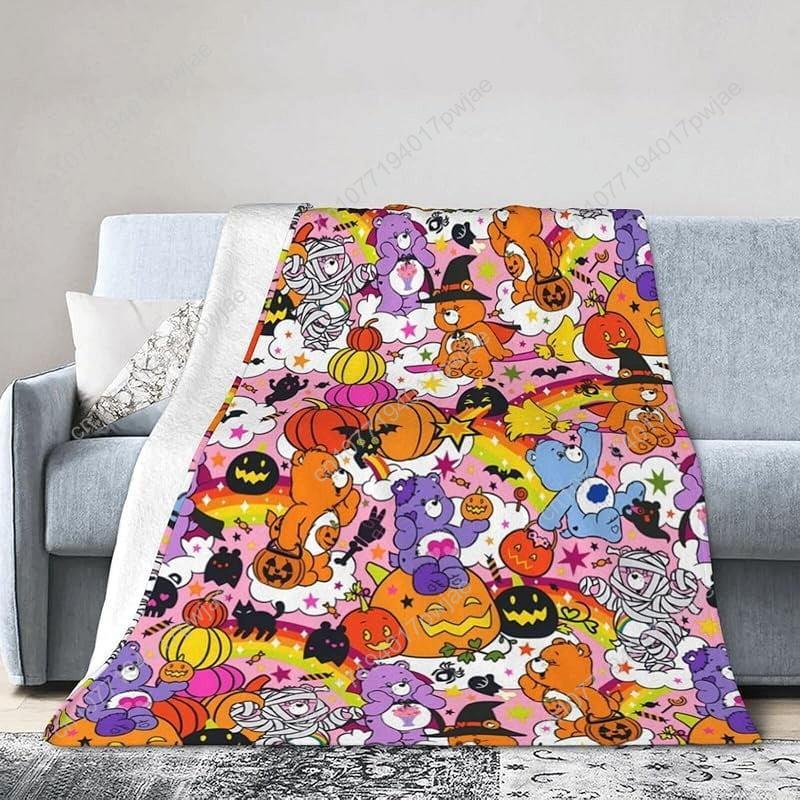 

Vintage Halloween Anime Pink Bear Print Flannel Plush Blanket Super Soft Lightweight for Sofa Bedroom Living Room Trave 75cmx90cm