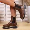Shoes For Women Autumn And Winter New Round Toe Low Heel Women Boots Chelsea Motorcycle Boots Solid Color Casual Women Shoes 43