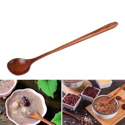 Living Dessert Long Handle Japanese-Style Porridge Tea Spoons Soup Scoops Tableware Wooden Spoon