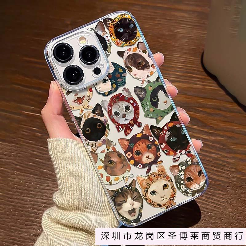 Headscarf Cat Apple 16promax Mobile Phone Case 15pro Art 14pro Creative 13 Trendy 12 Soft 11 Niche