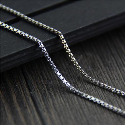 Solid New S925 Silver Man Necklace Woman Sweater Chain Silver Box Male and Female Nude 1.5MM