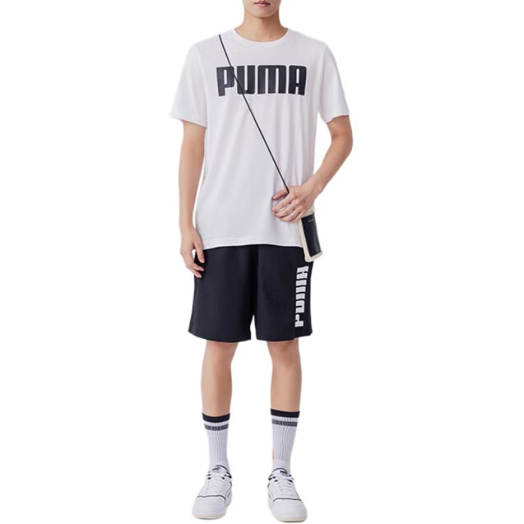 Puma Letter Round Neck Breathable Comfortable Casual Sports Short Sleeve T-Shirt Men T-Shirts White 671259-02