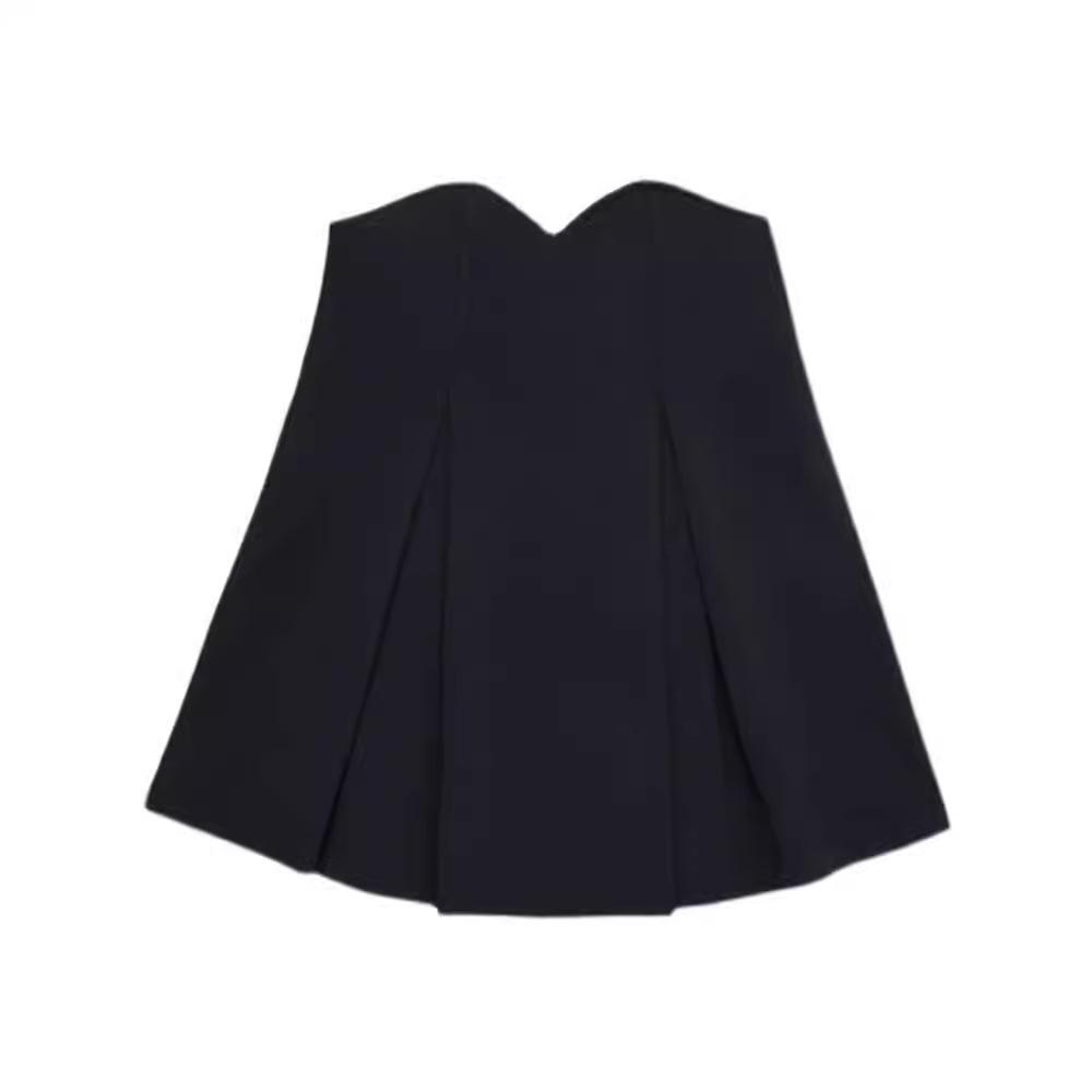 2024 Summer Women's High Waist Black Midi Skirt – Slimming Pleated Fishtail & A-Line Design