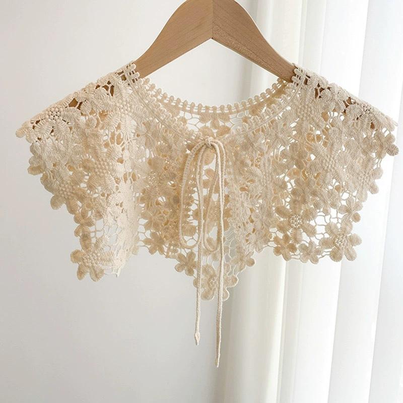 Summer Sunscreen Lace Shoulder Hollow Fake Collar Shawl Fashionable Versatile Outer Decorative Small Shawl