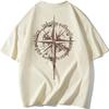 2024 Summer Compass Motif Print Signature Man T-Shirt Premium Cotton Tees Tops Short Sleeve Oversized Men Harajuku