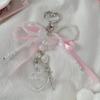Fashionable Bows Tie Ribbon Keychain Imitation Pearls Beaded Bowknot Keyring Colorful Butterfly Knot Key Chain Ornament