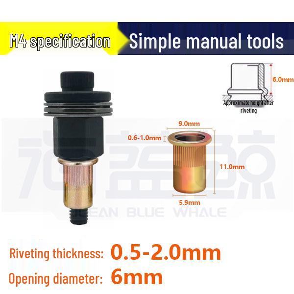Pop Rivet Nut Tool for License Plates & Sheet Metal – Manual Flat Head Pull Nut