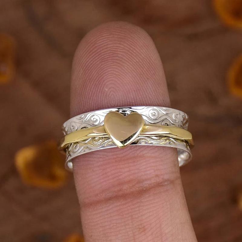 Two-color Love Line Multilateral Ring Women's Vintage Rococo Accessories, Popular