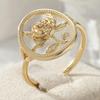 Vintage Hand Carved Flower Women's Ring Minimalist Gold Color Metal Geometry Daily Wear Party Jewelry Anniversary Gift