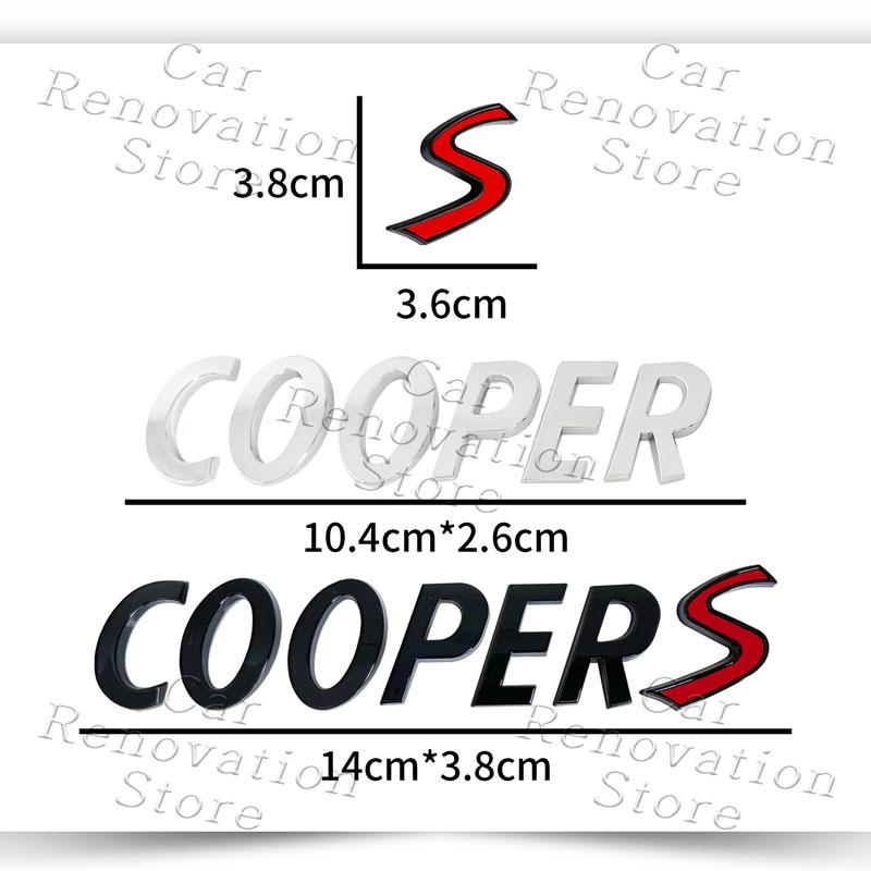 3D Car Decor S Logo Front Hood Grille Emblem Sticker For Mini Cooper S R53 R52 R56 F57 F55 F56 JCW Fender Rear Trunk Body Badge