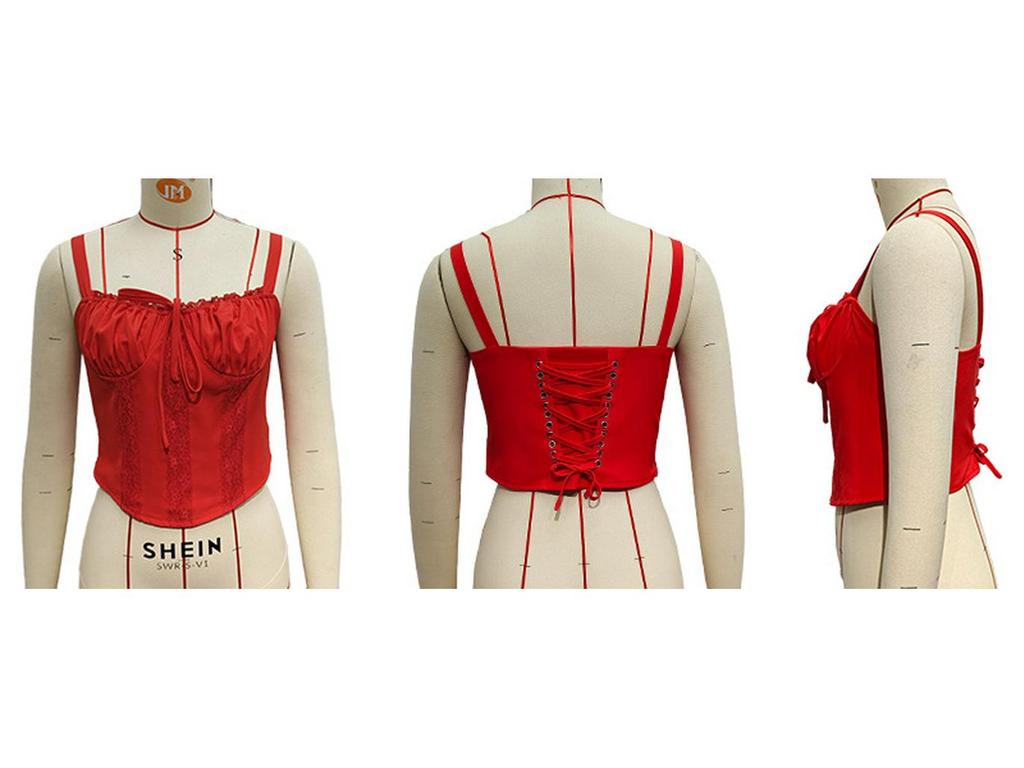 2025 Summer Sexy Lace Patchwork Tie-Up Sling Vest for Women