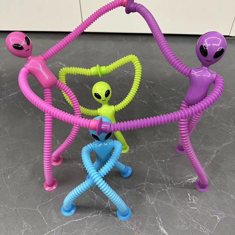 Suction Cup Telescopic Tube Alien Toys Variable Decompression Educational Puzzle Sensory Toys Funny DIY Interactive Party Game