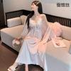Silkworm Weisi Beautiful Back Sexy New Pajamas Long Skirt Ice Silk French Backless Chest Pad Lace Suspender Nightdress Pure Desire Style