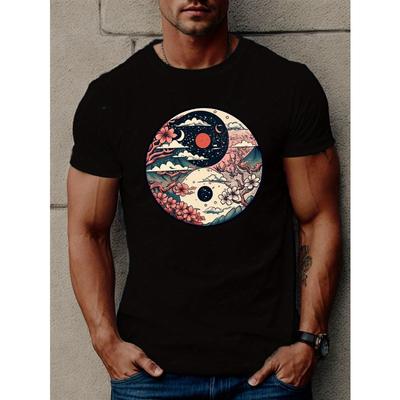 T-shirt Grafica con Rotolo Tai Chi da Uomo Taglia Europea - T-shirt Casual a Maniche Corte, Poliestere Traspirante, Lavabile in Lavatrice - Perfetta per l'Estate