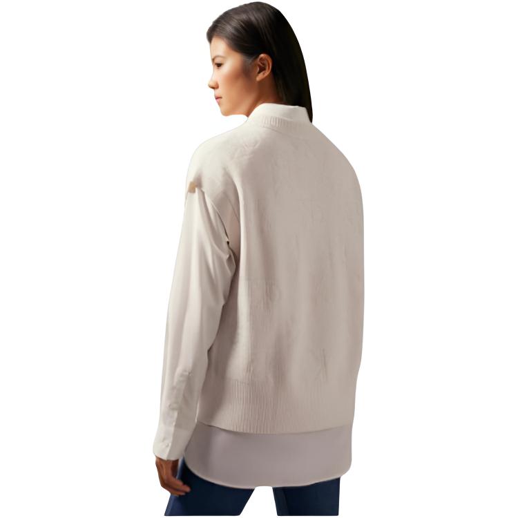 Calvin Klein Casual Minimalist Letter Jacquard V-Neck Knit Vest Women Vest Milk-White J224560