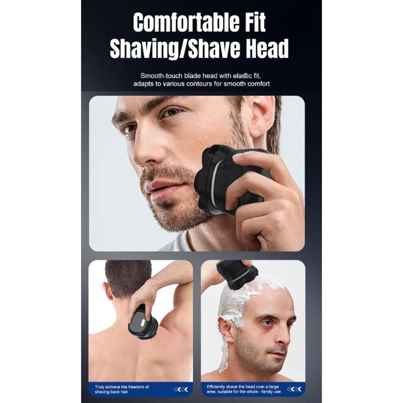 Efficient Men's Bald Head Electric Razors Digital Display Shaver Portable Beard Trimmer for Travel and Home Use
