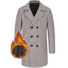 Men's Mid-Length Plaid Wool Coat - Double-Breasted, Cotton-Padded Jacket