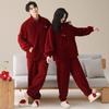 Pajamas Wedding Newlywed Couple Suit Autumn And Winter Coral Fleece Thickened Warm Natal Year Wedding Red Loungewear