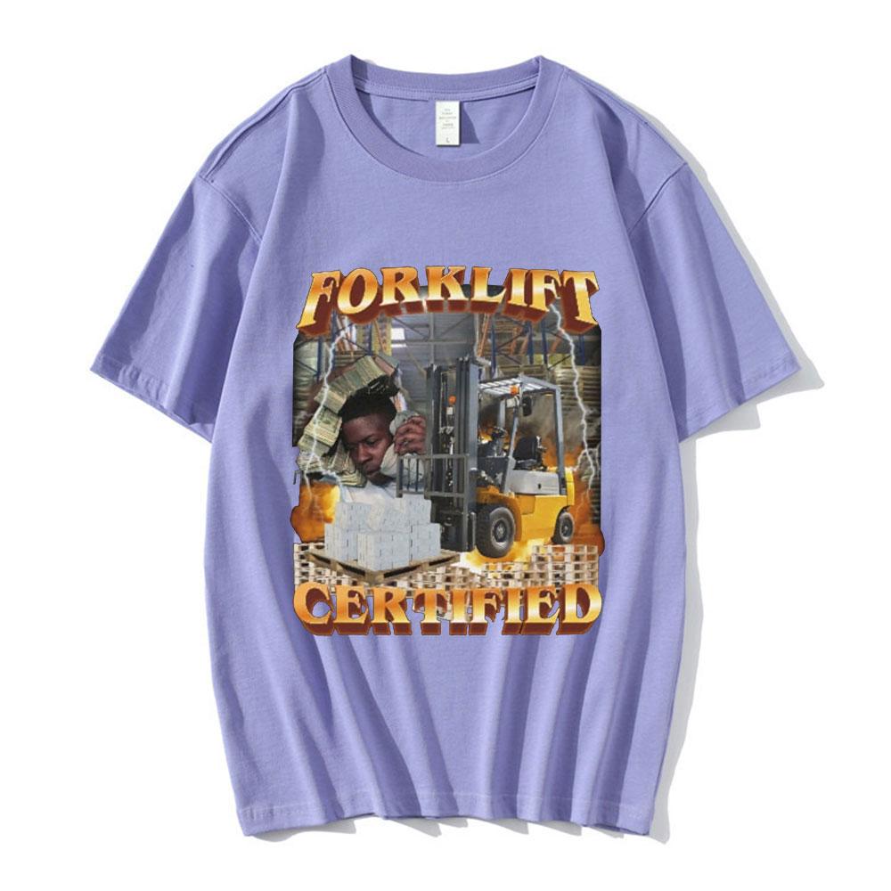 Funny Forklift Certified Operator Grafické tričko Pánská móda Vintage Trička s krátkým rukávem Bavlna Neformální Trička nadměrné velikosti