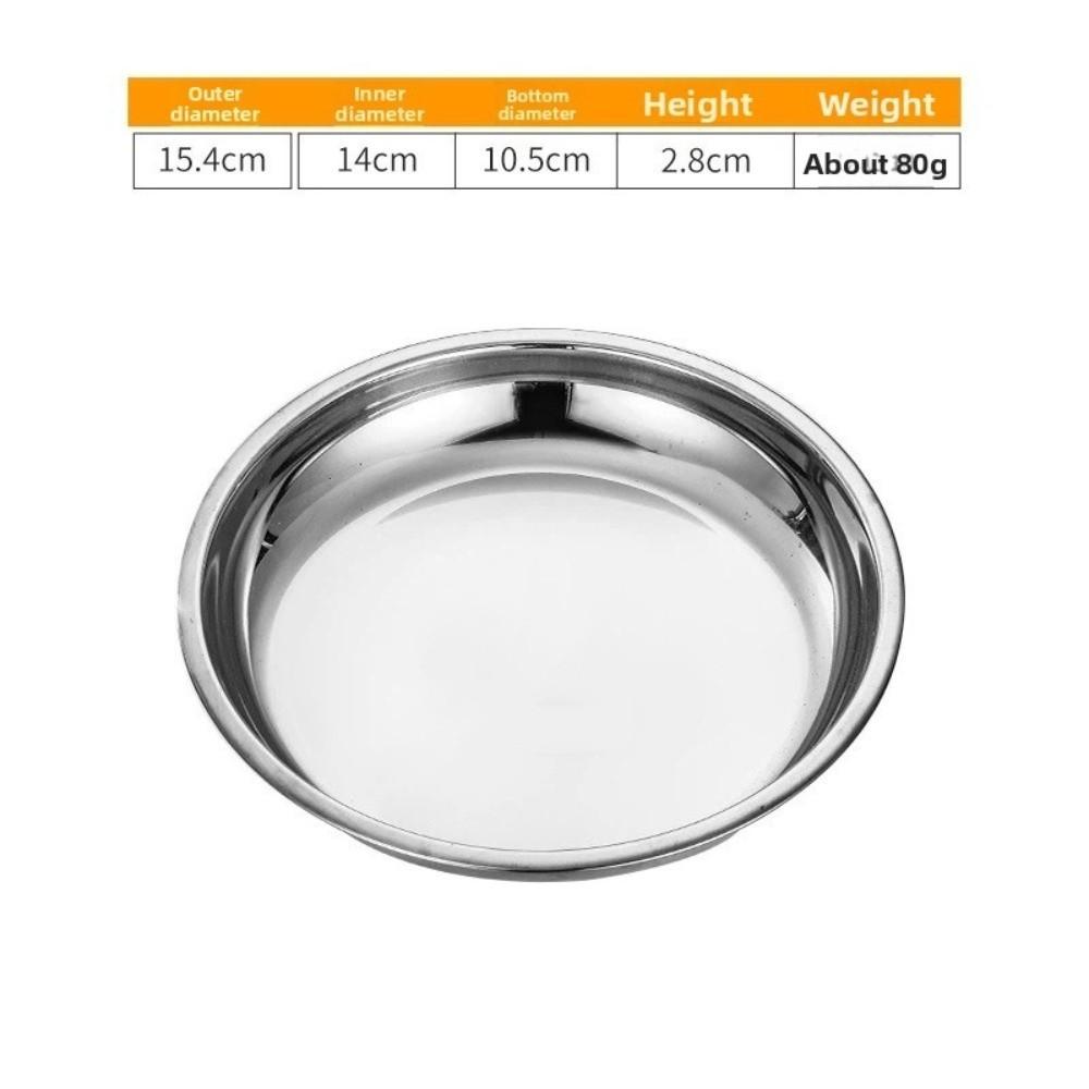 

Stainless Steel Round Plate Shallow Tray Easy Clean Flat Outdoor Camping Tray Rustproof Stainless Steel Dining Dish