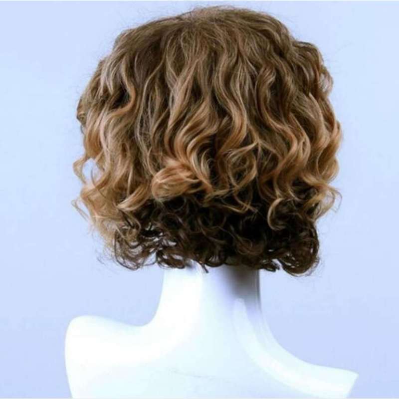 Synthetic Short Curly Wigs Male Boy Cosplay Party Brown Mixed Black Blonde Heat Resistant Breathable Fake Hair for Men Daily Use